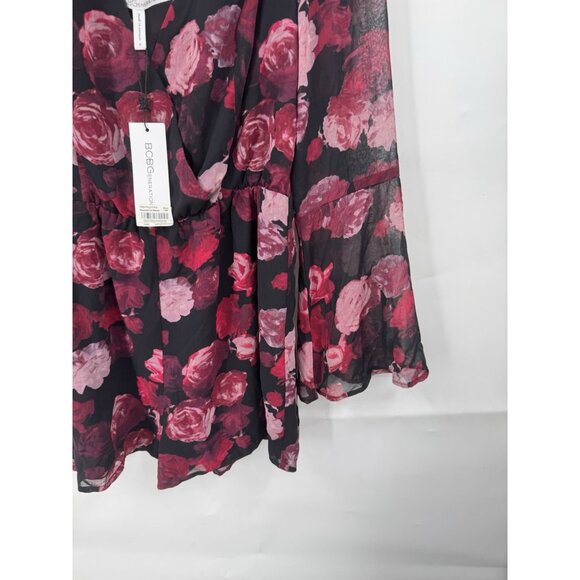 BCBGeneration Floral  Romper Women S Black Red Witchy Vampire Whimsigoth NEW - Picture 8 of 10